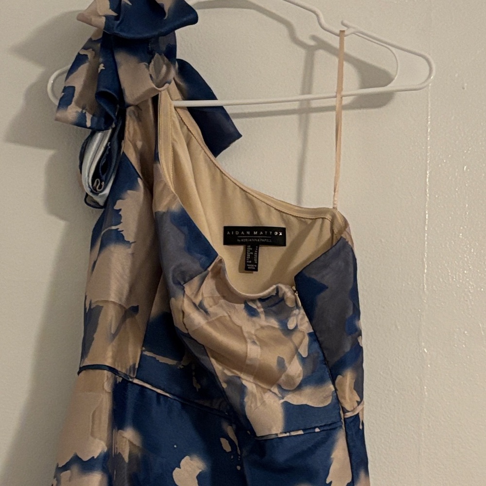 Aiden Mattox by Adrianna Papell Burnout Dress in Blue and Cream - Picture 3 of 5